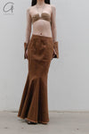 OUDE WAAG Washing Denim Fish Tail Skirt OW-23SS-SK04 reddish brown
